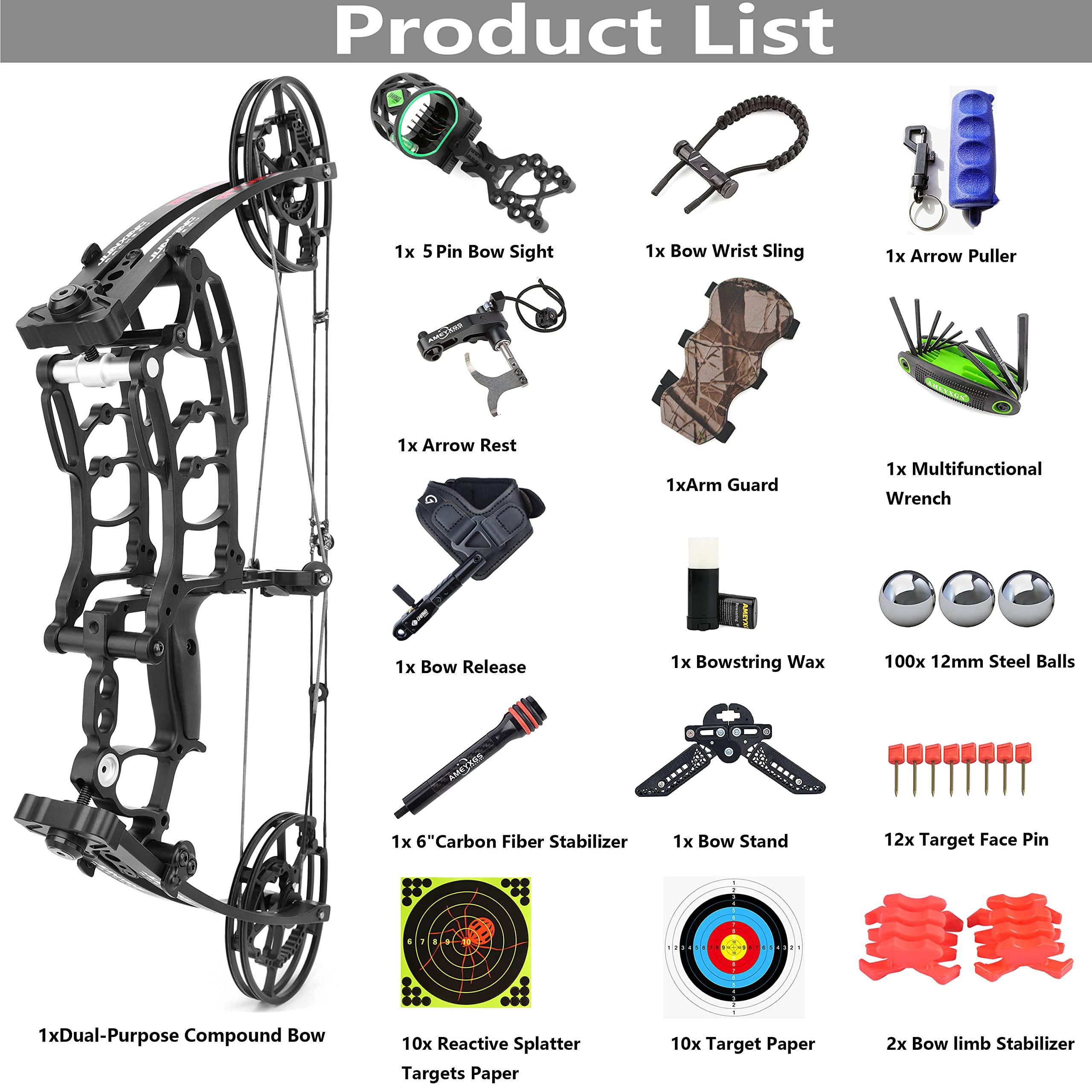 limaity Archery Steel Ball Dual-Purpose Compound Bow 40-65lbs Car Hunting Bow Fishing Steel Ball Bow Suitable for Adults and Youth Beginner Archers Both Left and Right Handed (Bow KIT)