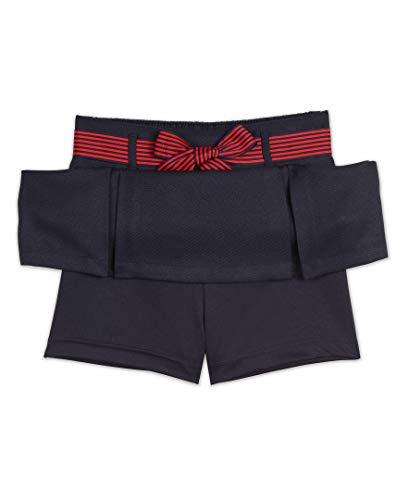 Nautica Nautica Girl's School Uniform Pleated Pull-on Scooter Skirt With Undershorts, Knit Waistband, Navy/Striped Belt, 14 Plus