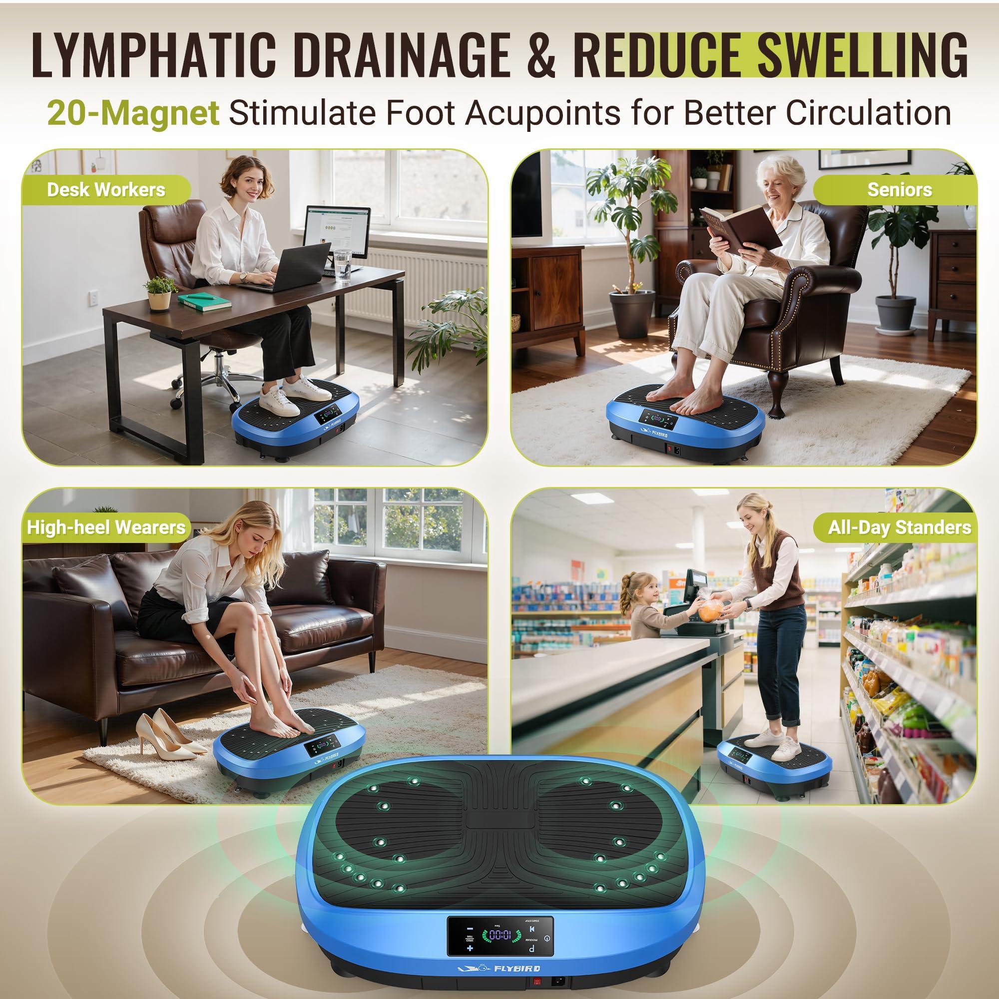 FLYBIRD FLYBIRD Vibration Plate Exercise Machine, 120 Adjustable Speed High Intensity Vibration for Muscle Toning Weight Loss Lymphatic Drainage, Full Body Workout Vibration Plate Ideal for Fitness & Recovery