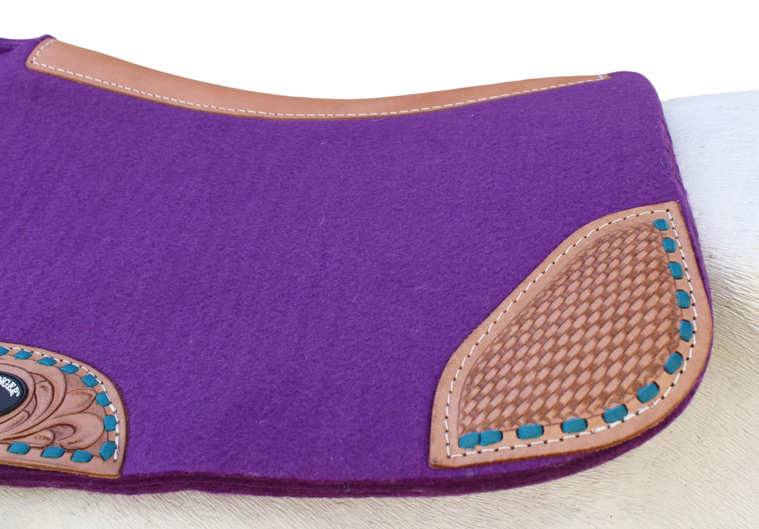 CHALLENGER CHALLENGER Horse Saddle PAD Western Contoured Wool Felt Moisture Wicking Purple 39RT04PR