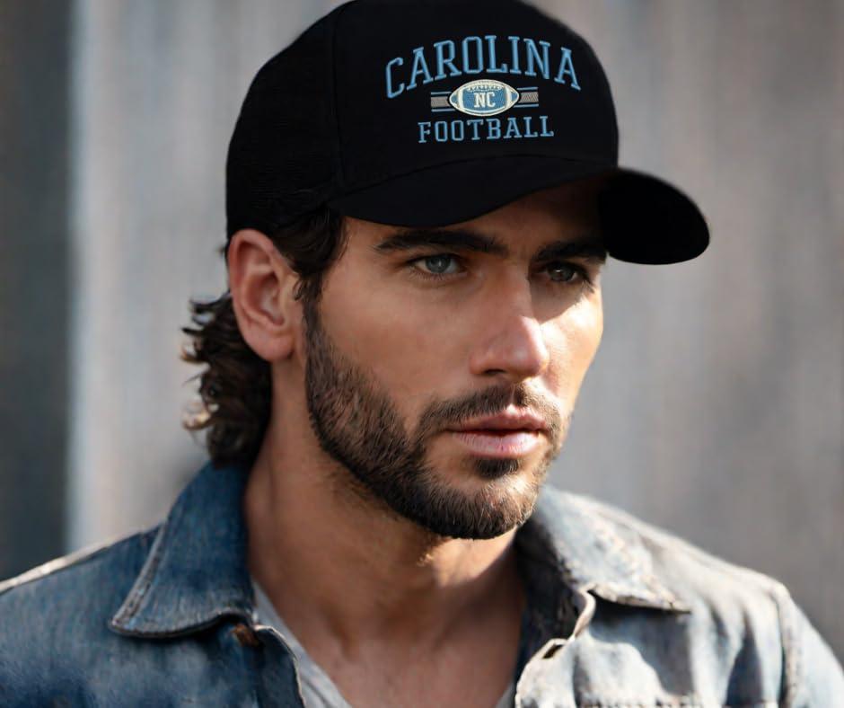 ALLNTRENDS American Football Fantasy Fan Sports Embroidered Team Trucker Hats (Carolina)