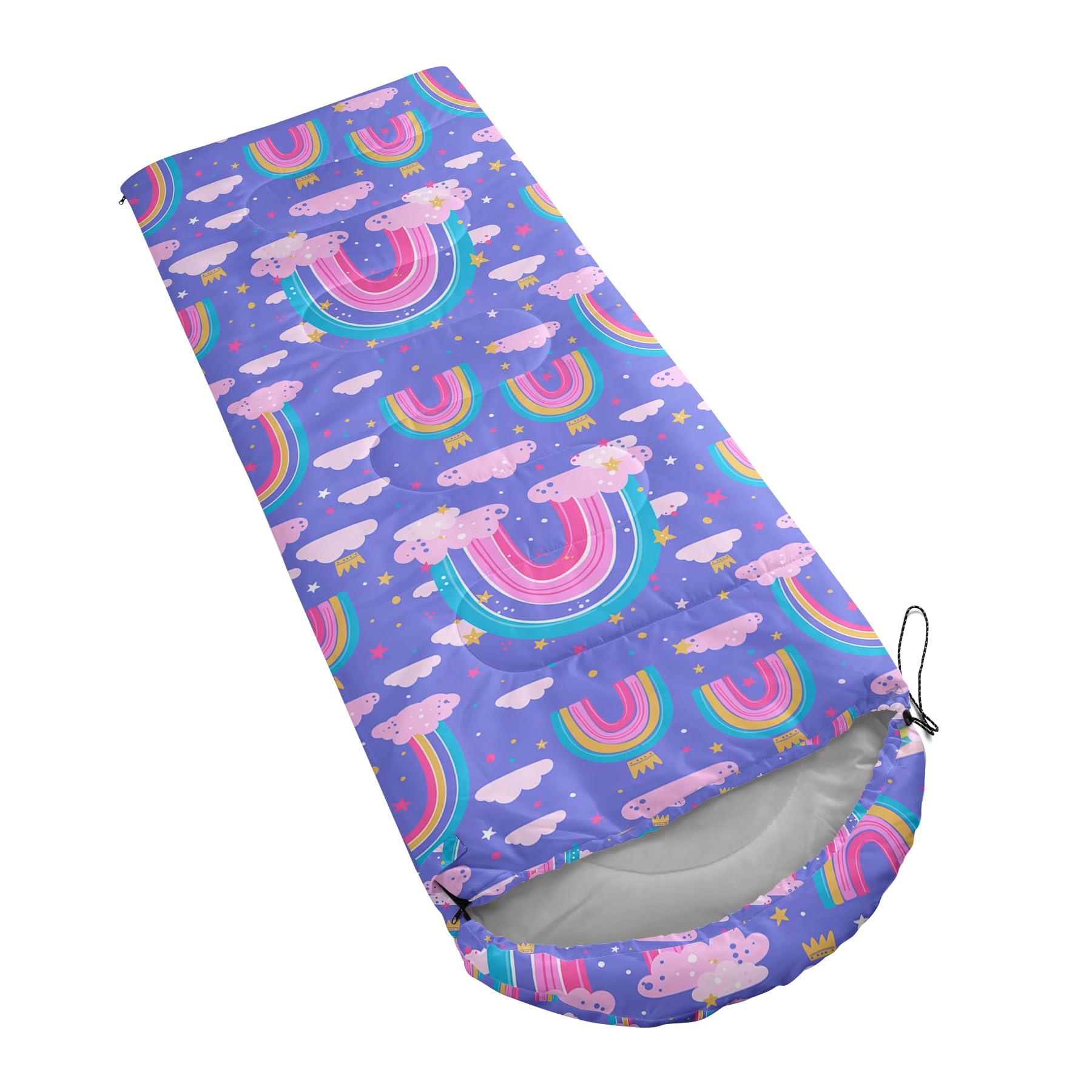 AILONEN AILONEN Rainbow Sleeping Bag for Girls Women, 3 Seasons Adult Teens Travel Camping Hiking Outdoor Waterproof & Lightweight Sleeping Bag,with Compact Carrying Bag