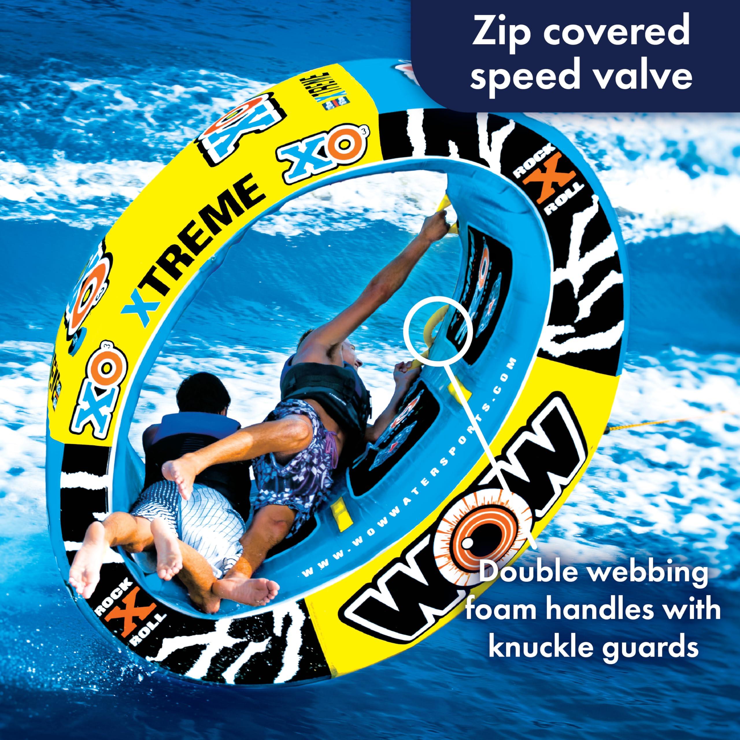 WOW Sports Wow Sports XO Xtreme Oval Towable Tube for Boating 1-3 Person 510 lbs Capacity Inflatable Boat Tube for Lake Sports Heavy Duty Nylon Cover Kids & Adults