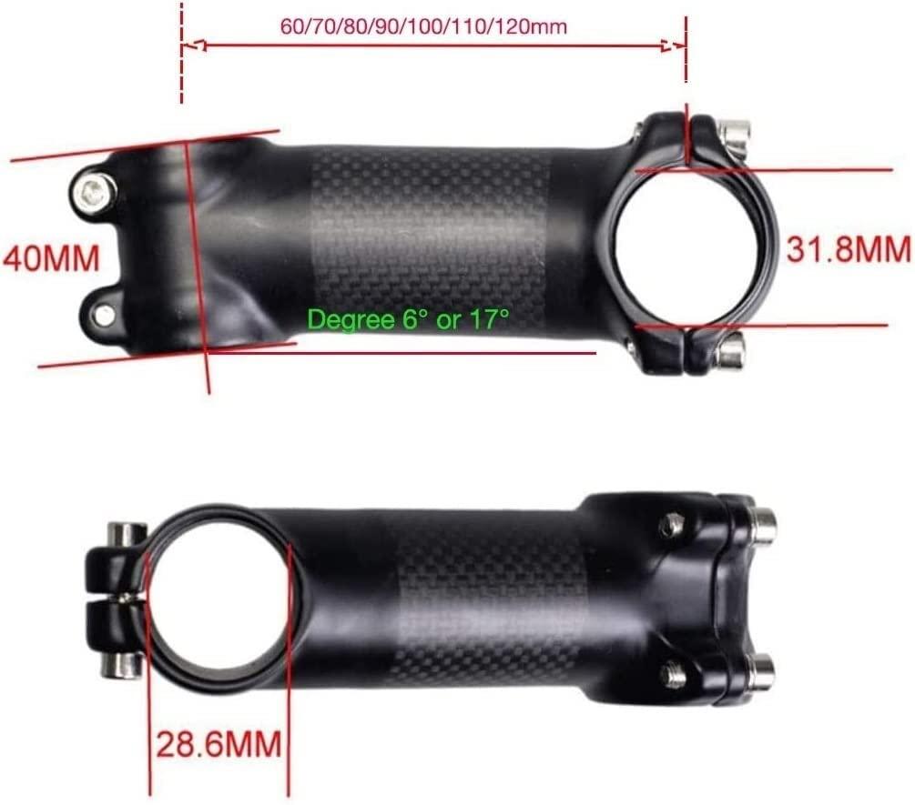 ZECHAO ZECHAO 31.8mm Ultralight Carbon Bike Stem,6/17 Degree Mountain Road Moutain Aluminum Alloy 60/70/80/90/100/110/120/130mm Bike Stem Bike Stem (Color : 17 Degrees, Size : 100mm)