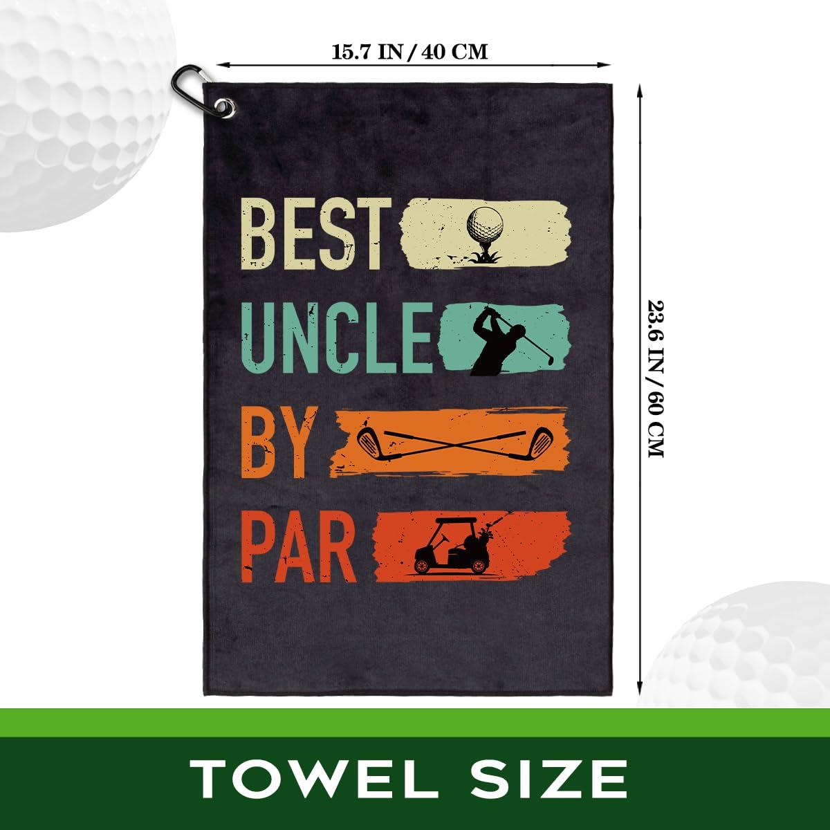 rofiowa rofiowa Best Uncle by Par Polyester and Cotton Blend Printed Golf Towel, Funny Golf Accessories for Men, Golf Gift for Golf Fan Uncle, Golf Lover Birthday Gift (OGT038)