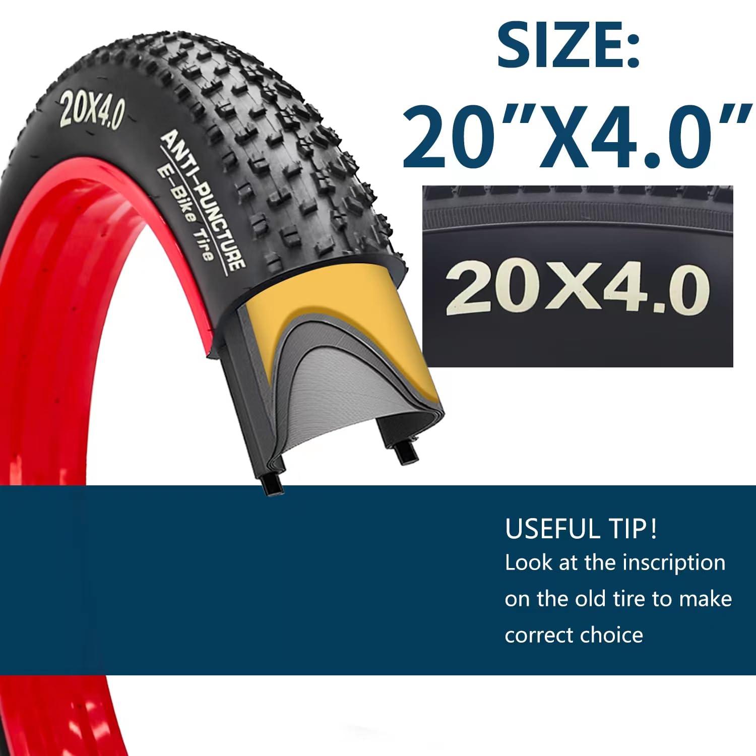SIMEIQI SIMEIQI 20X4.0 Inch E-Bike Fat Bike Tire Electric Bike Tricycle Tyres Foldable Replacement Tire for Mountain Snow All Terrian E-Bike Urban City Street Road Bicycle