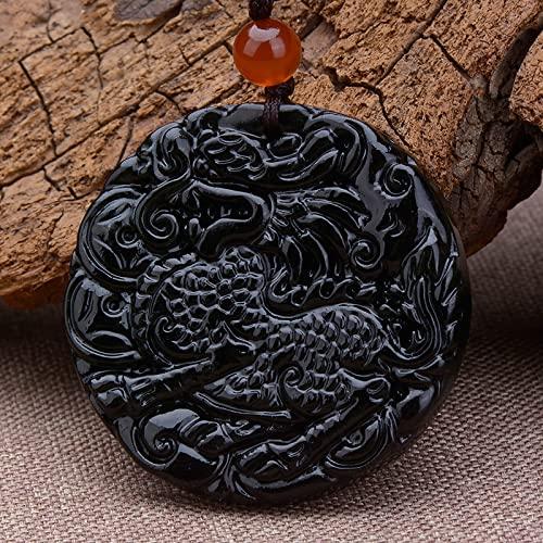 Yuhaoxuan Black Jade Kirin Round Pendant auspicious beast divine beast prosperous wealth urges good luck emerald child giving pendant town otaku jade pendant