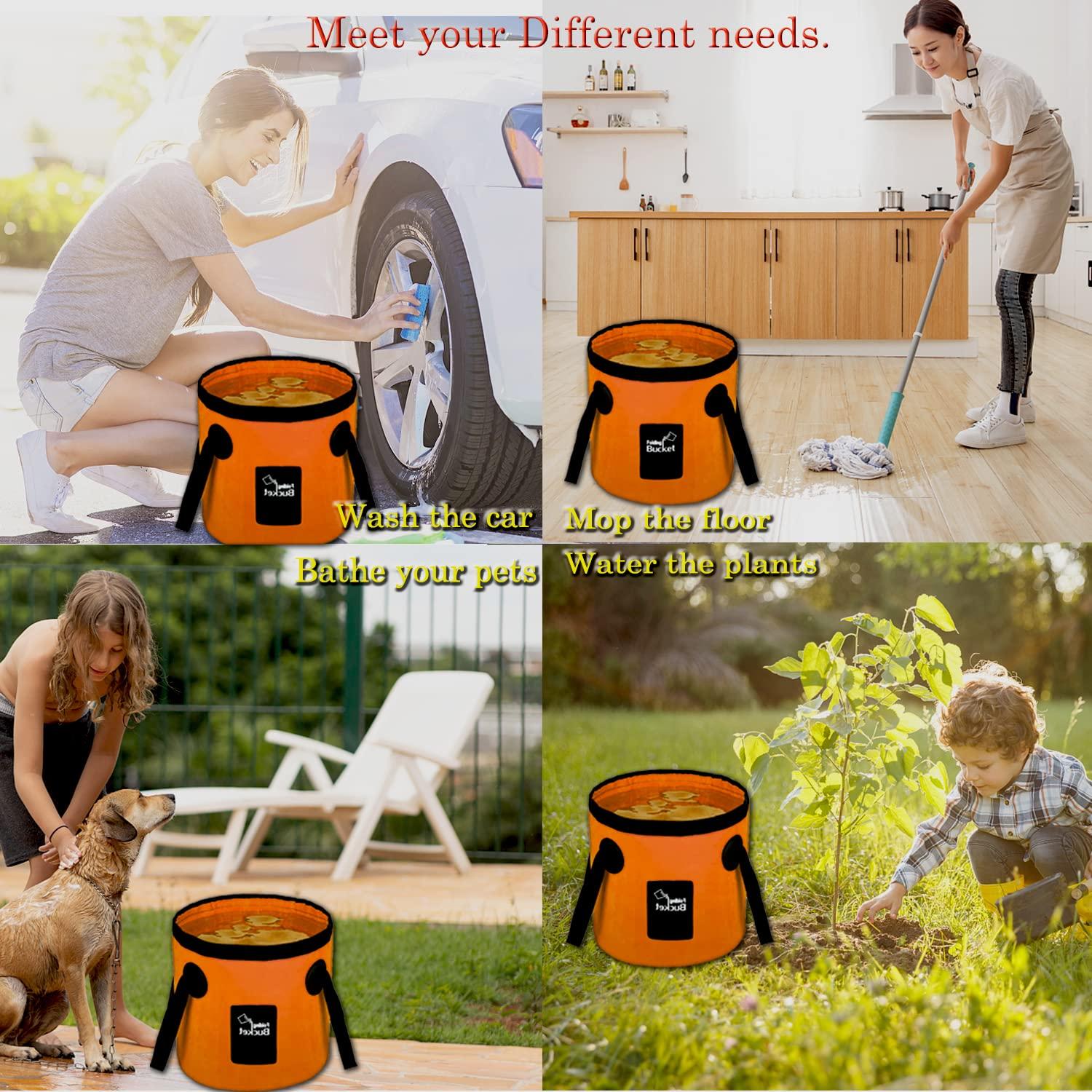 Esthesia Collapsible Bucket, Esthesia 5 Gallon Bucket Multifunctional Portable Collapsible Wash Basin Folding Bucket Water Container Fishing Bucket for Travelling Camping Hiking Fishing Gardening