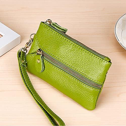 ihreesy ihreesy Key Chain Pouch,Key Organizer Case Genuine Leather Car Key Holder Bag Mini Key Protect Cover Keychain Case Wallet with 6 Hooks and Dual Zippers,Green