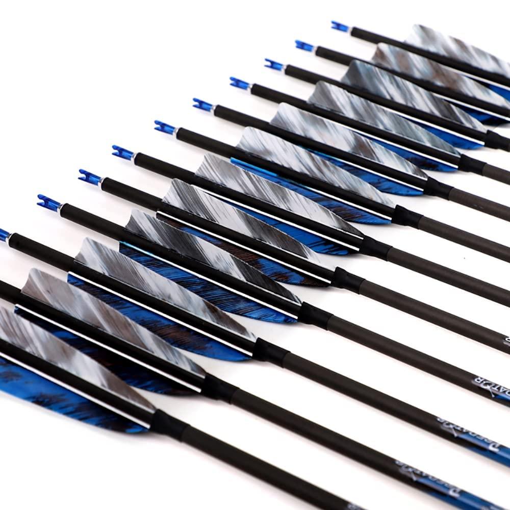 ACCMOS 500-Spine Arrow 30-Inch Arrow Target Practice Arrow Hunting Arrow Carbon Arrows Compound Bow Recurve Bow Adult Youth Archery Indoor Outdoor Shooting Bullet Field Tip 18pc Style2