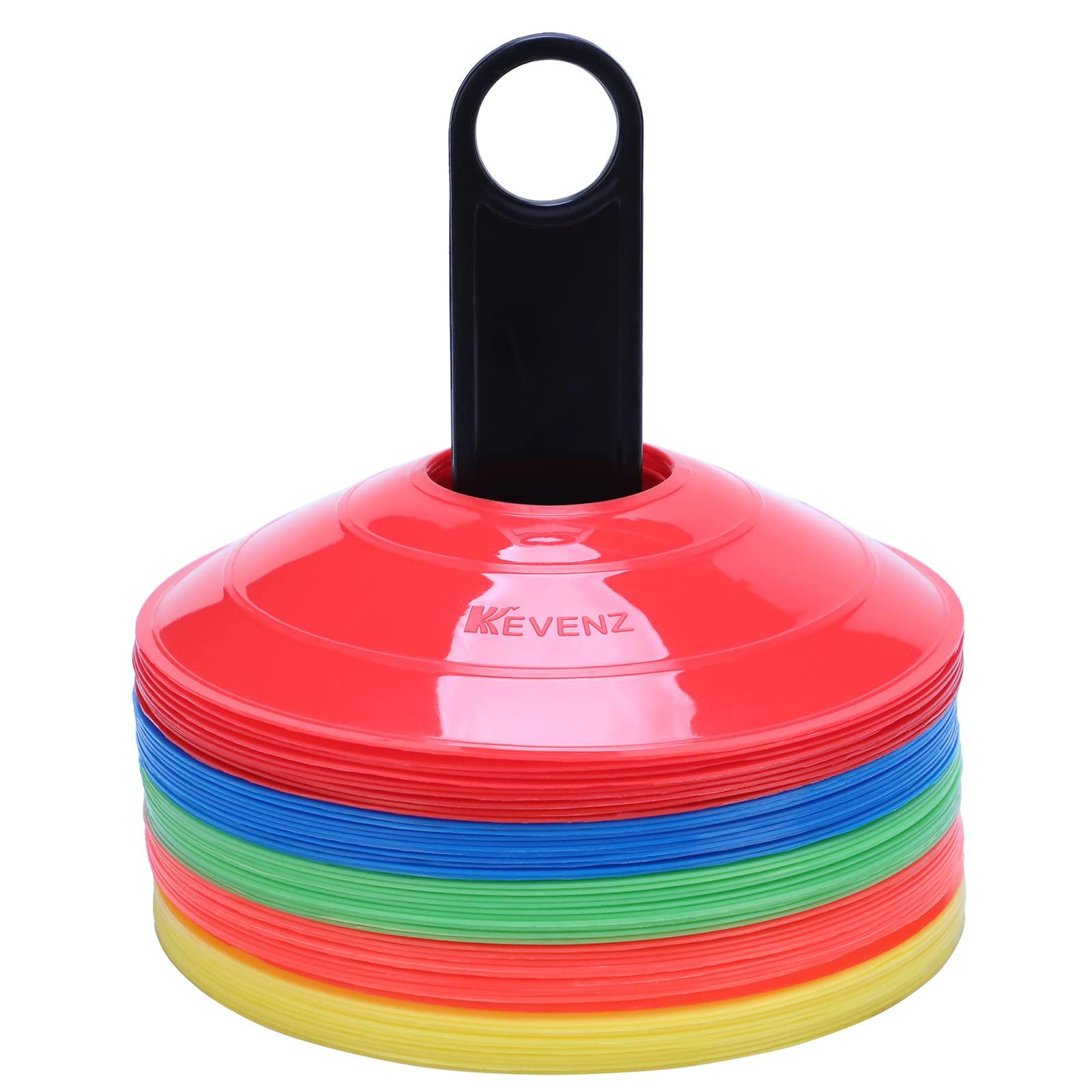 KEVENZ KEVENZ Soccer Cones, Pack of 50 Agility Training Disc Cones for Sports, Multicolor Field Marker for Soccer, Football and More