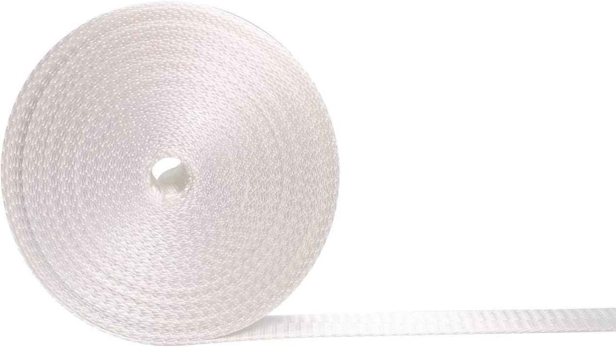 Devobunch Devobunch Nylon Webbing Straps, 1 Inch Wide Heavy Duty Nylon Strap, Durable Flat Rope Webbing, 10 and 25 Yard Roll for Backpack Strapping, Tie-Down, Dog Leash, 18 Vibrant Colors (White, 10 Yard)