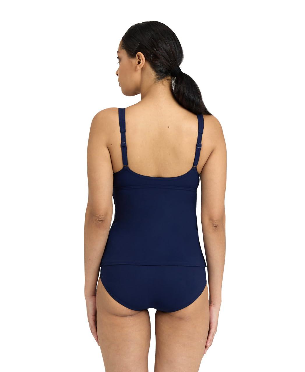 ARENA ARENA Bodylift Women's Manuela B-Cup Tankini Two-Piece Shaping Swimsuit Set Tummy Control Bathing Suit U Back, Navy/White Logo, Size 34