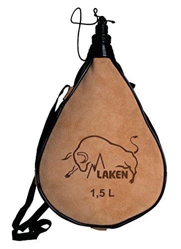 Laken Laken Spanish Bota Bag Leather Canteen Pouch for Wine and Water - Wine Skin Bag with Strap for Travel, Camping, Hiking | Straight Shape - 1.5 Liter