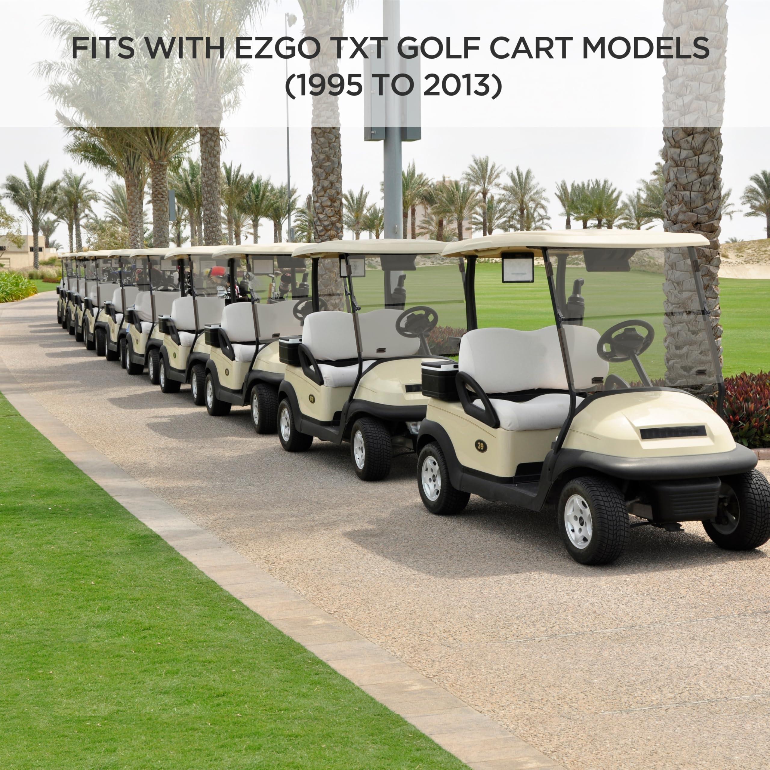 ZivPlay Ezgo Golf Cart Windshield Ezgo TXT Windshield Replacement for Front Fits 1995 to 2013 Ezgo TXT and Medalist Models Foldable Tinted UV Protection and Impact Resistant PC Shield