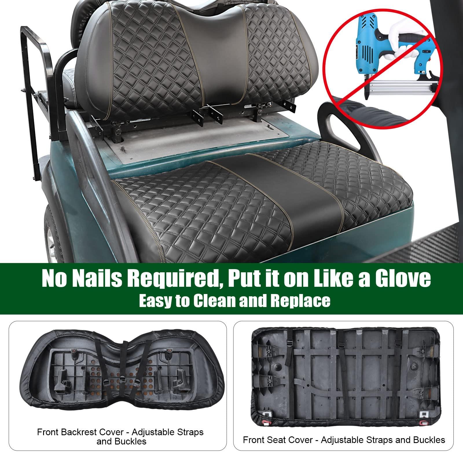 Roykaw Roykaw Golf Cart Seat Covers Kit Fit for Club Car Precedent OEM Ordinary Seat Cushion, Marine Grade Vinyl Material/More Soft and Comfortable, Breathable & Easy to Clean