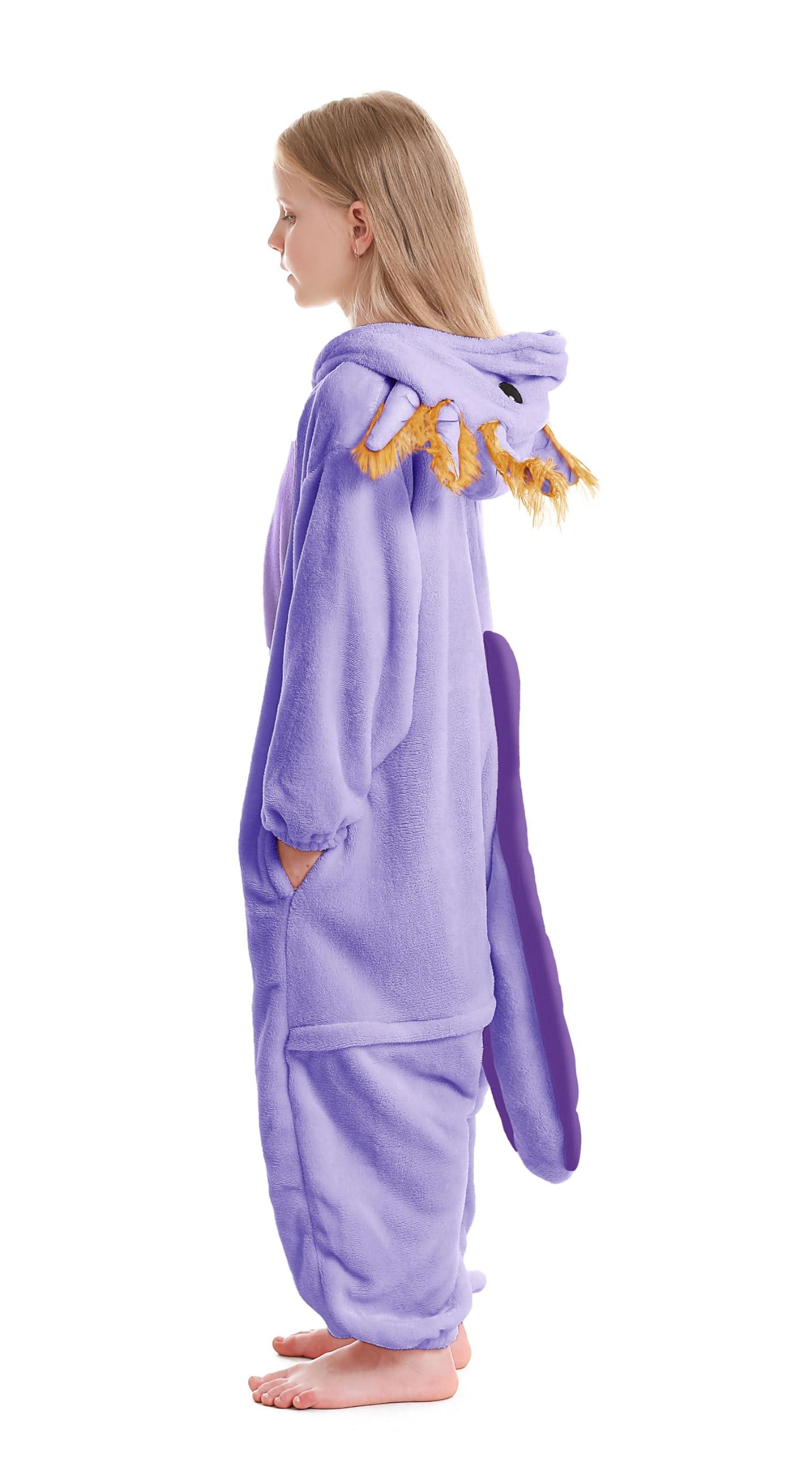 ATOZ ATOZ Unisex Children Animal Purple Axolotl Onesie, Halloween Costume Pajamas Christmas Cosplay Sleepwear For Boys Girls 10-11Y