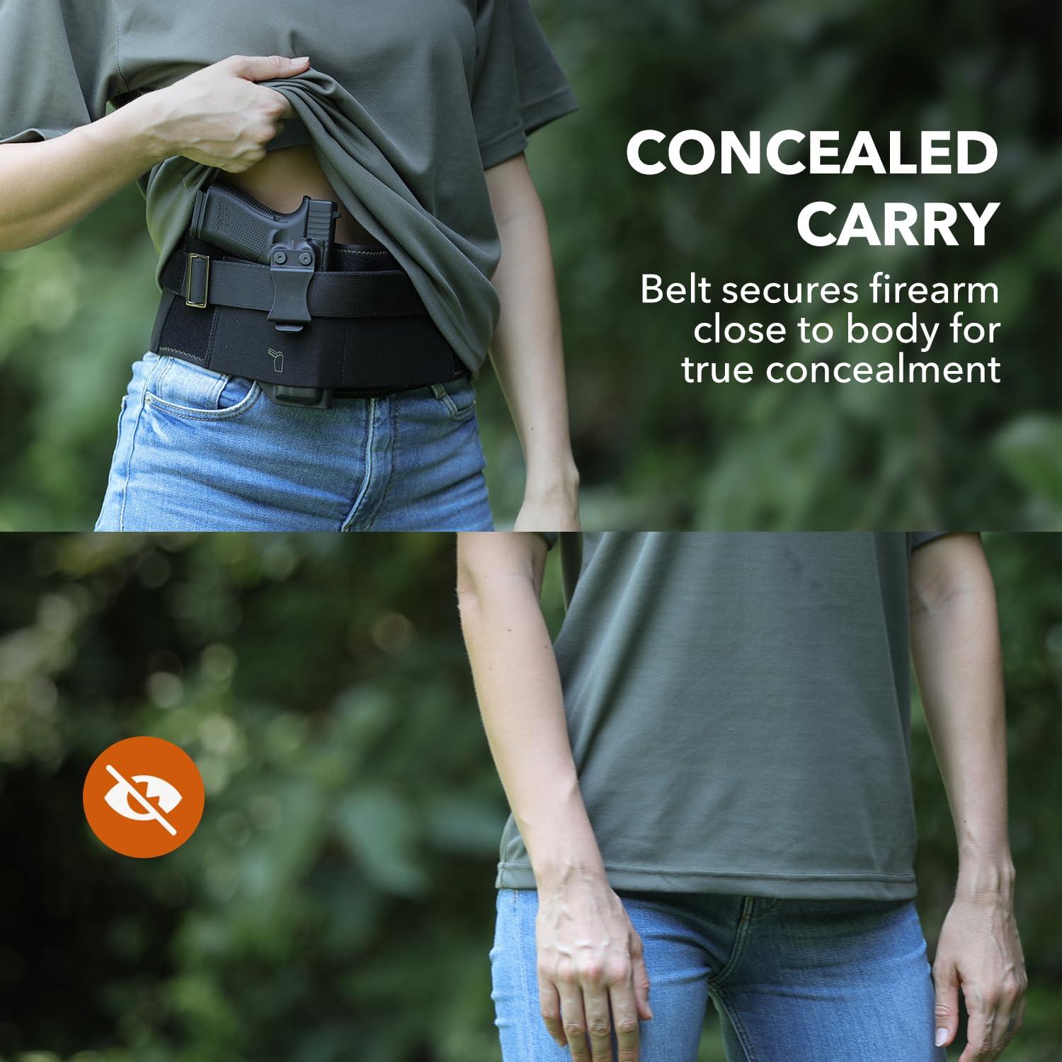 MUNALO MUNALO Belly Band Holster for Women & Men Gun Holsters for Concealed Carry Tactical Pistol Belt Compatible with Any Kydex Holster for Running, Hiking, Jogging & EDC (Kydex Holster not Included) Size 2