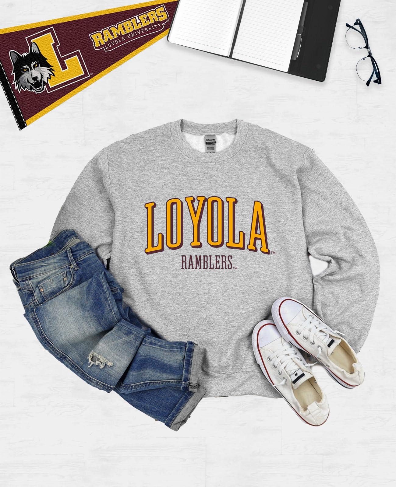Venley NCAA Officially Licensed Apparel Loyola University Chicago Ramblers Gameday Logo Unisex RYLLUC07 Sweatshirt Loyola01S Gray X-Large