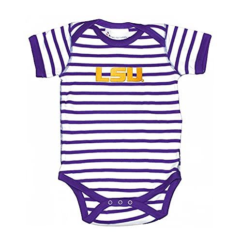 Two Feet Ahead Two Feet Ahead Louisiana State Striped Baby onesie Bodysuit Creeper Baby Boy Clothes for Newborn infants (6 Months,Louisiana State)