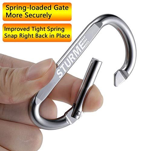 STURME 3\" Aluminum D Ring Carabiners Clip D Shape Spring Loaded Gate Small Keychain Carabiner Clip Set for Outdoor Camping Mini Lock Snap Hooks Spring Link Key Chain Durable Improved 12 PCS (Fuschia)