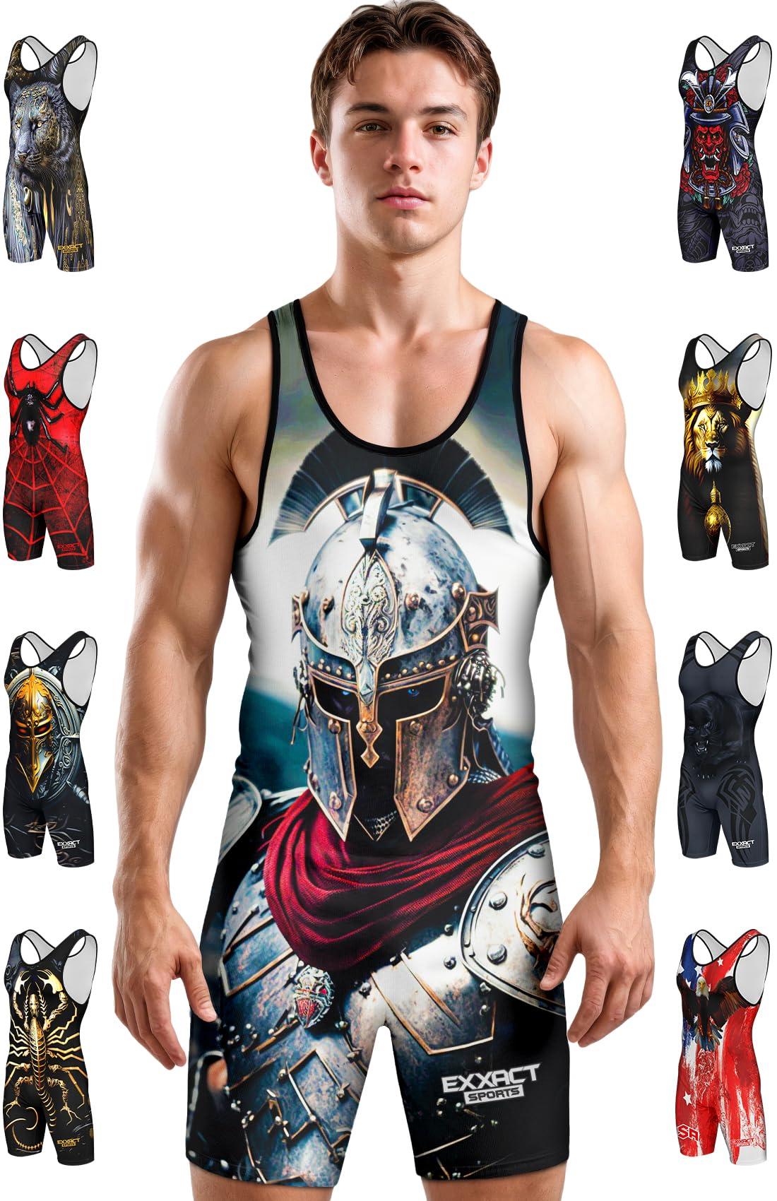 Exxact Sports Exxact Sports Sublimated Men\'s Wrestling Singlet, High-Performance Powerlifting Singlet, Wrestling Singlets for Men (AL, Gladiator)