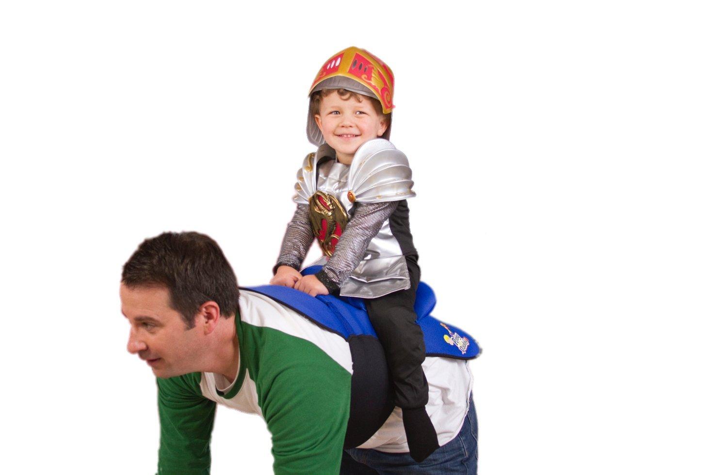 Pony Up Daddy Pony Up Daddy - Neoprene Parent Saddle with Easy Close Strap - Features Padded Seat and Grab Handle for Safe and Comfortable Play Pony Rides - Fits Up to 50\" Chest Size - Sheriff Blue