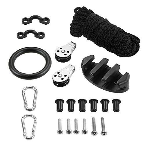 ISURE MARINE ISURE MARINE Kayak Canoe Anchor Trolley Kit Eyes Wellnuts Screws Kayak Accessories Zig Zag Cleat Rigging Ring Pulleys DIY Boat 30 Feet Rope