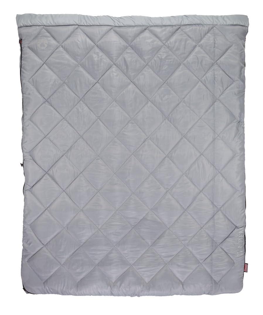Coleman Coleman 45F Double Sleeping Bag, Queen Size XL Sleeping Bag with Big & Tall Design, 2 Sleeping Bags When Zipped Apart, 3-Layer Comfort with Snag-Free Zipper & Stuff Sack, Machine Washable