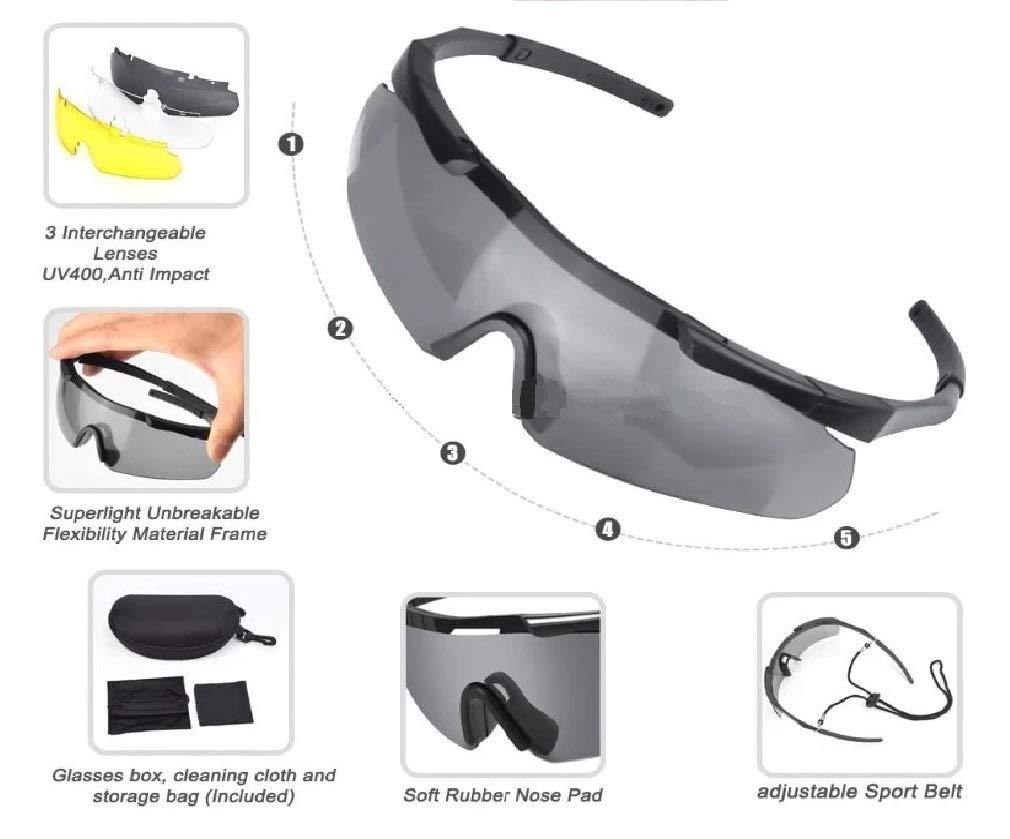 GALAXYLENSE GALAXYLENSE ICE DEA Tactical Combat Glasses For Men - Shooting Glasses - Hunting Glasses - 3 Color Replacement lens (Black)