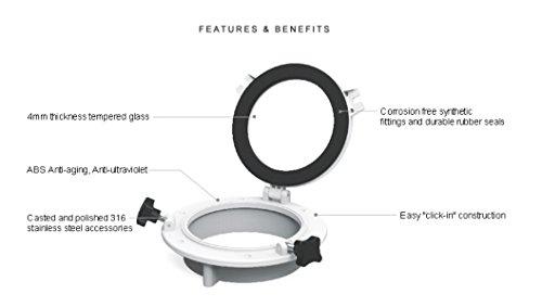 SEAFLO SEAFLO Round Porthole Window with ABS Plastic & Tempered Glass for Boat, Yacht, Marine Applications (White, 10.5")