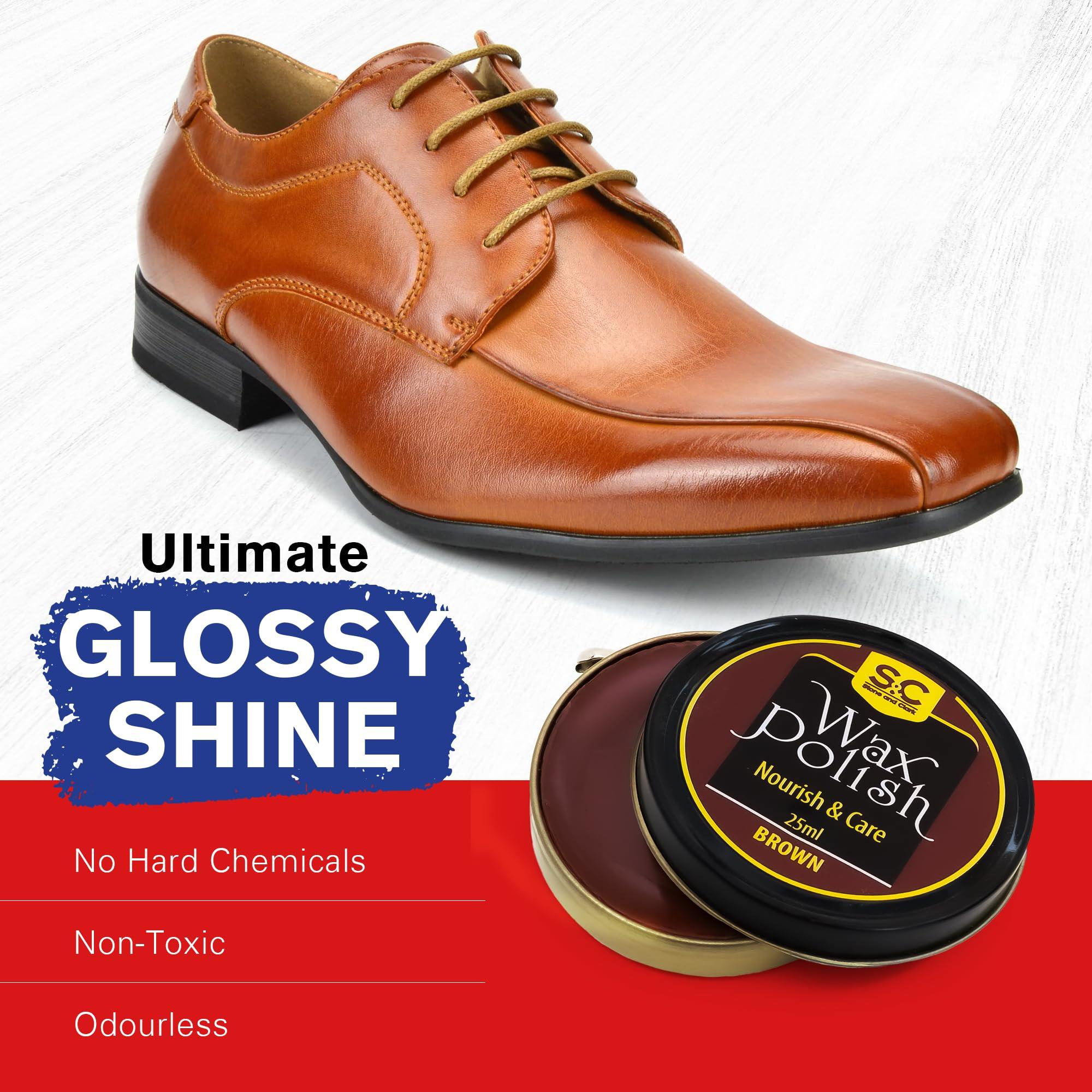 Stone and Clark Stone and Clark Premium Brown Shoe Polish Kit - Renews and Protects Leather Shoes and Boots - Leather Wax Boot Polish for Brilliant Gloss - 16 Grams (Pack - 3)