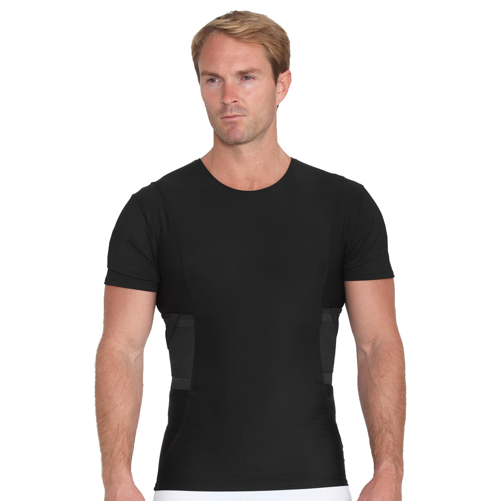 ISPRO TACTICAL ISPRO TACTICAL - Made in USA - Concealed Carry Shoulder or Chest Holster & Compression Crew-Neck Concealed Carry Shirt with Gun Holster (Black, LG)