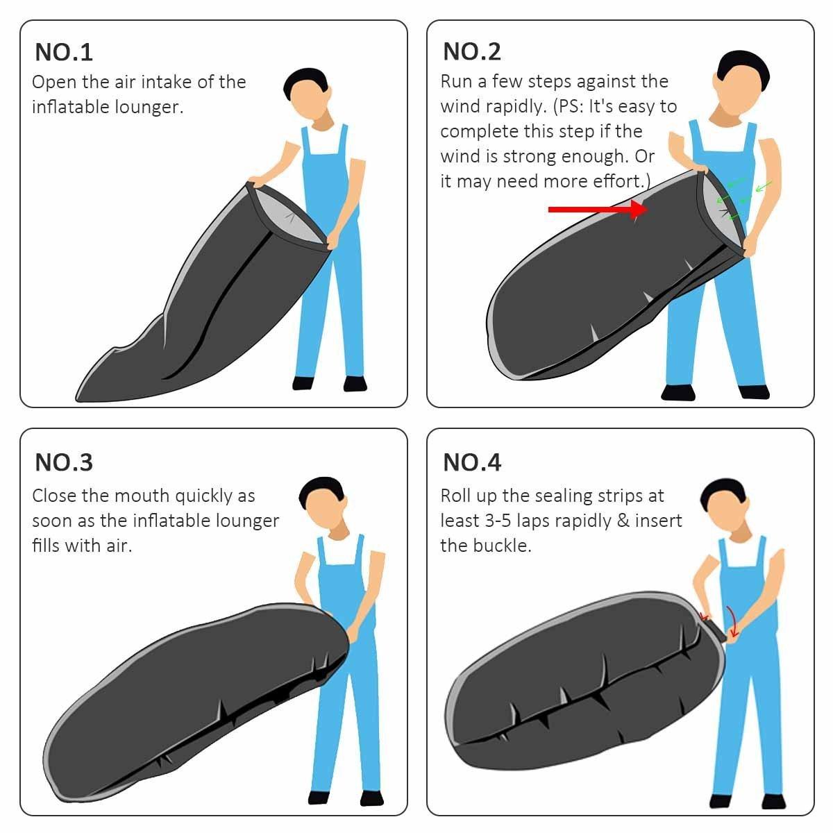 Beiruoyu Beiruoyu Inflatable Lounger Air Chair Sofa Bed Sleeping Bag Couch for Beach Camping Lake Garden (Purple)
