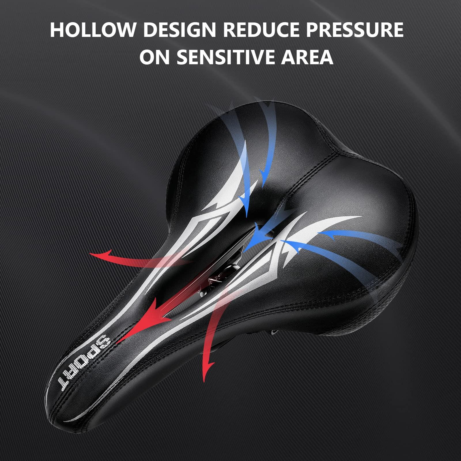 IPOW IPOW Comfort Bike Seat for Women or Men, Bicycle Saddle Replacement Padded Soft High Density Memory Foam with Dual Shock Absorbing Rubber Balls Suspension Universal Fit for Indoor/Outdoor Bikes