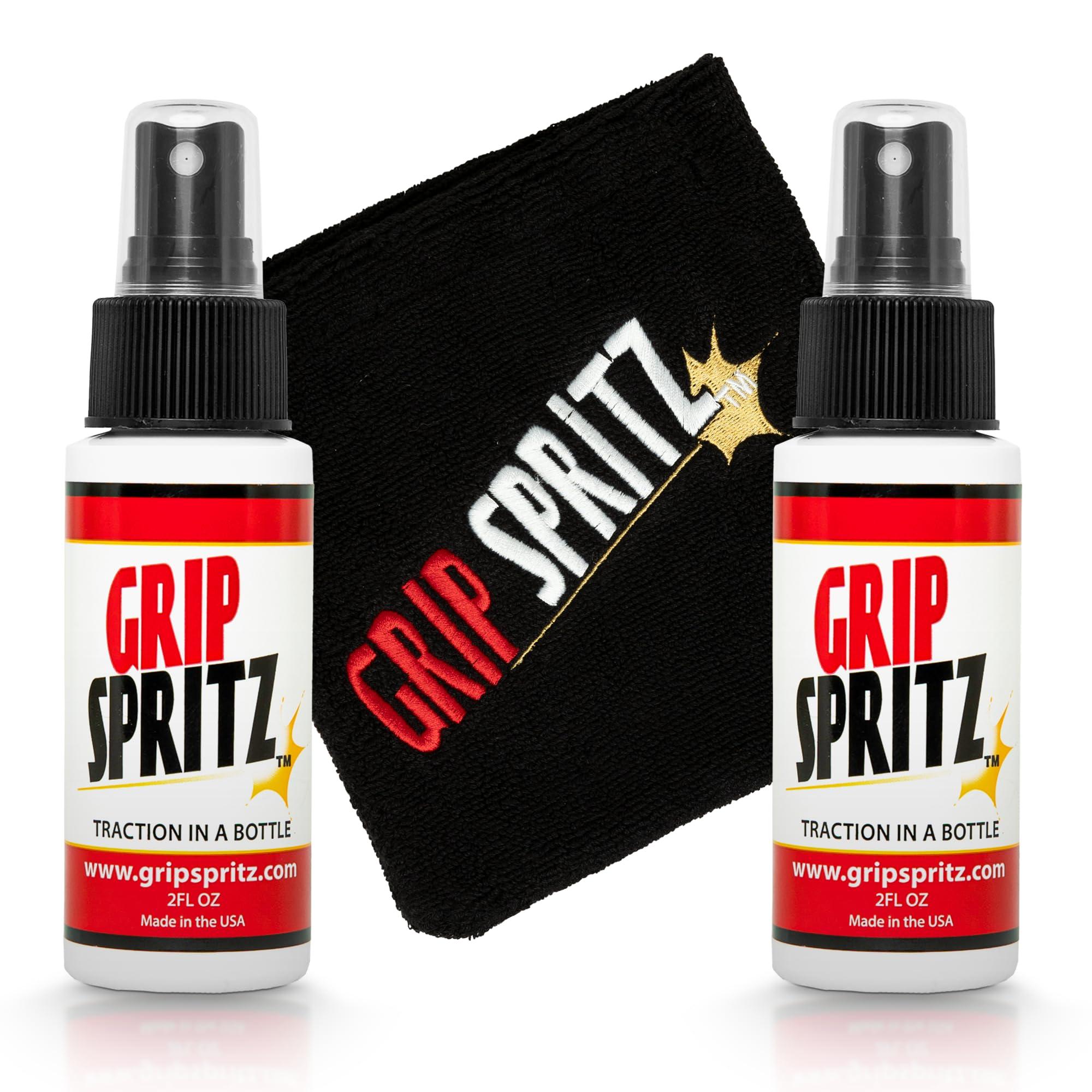 Grip Spritz Grip Spritz - Basketball Court Shoe Grip Spray - Shoe Traction Enhancer - Elongates Shoe Life and Increase Performance - Year Round Bundle - Two Bottles of Sneaker Grip Spray Towel Clear