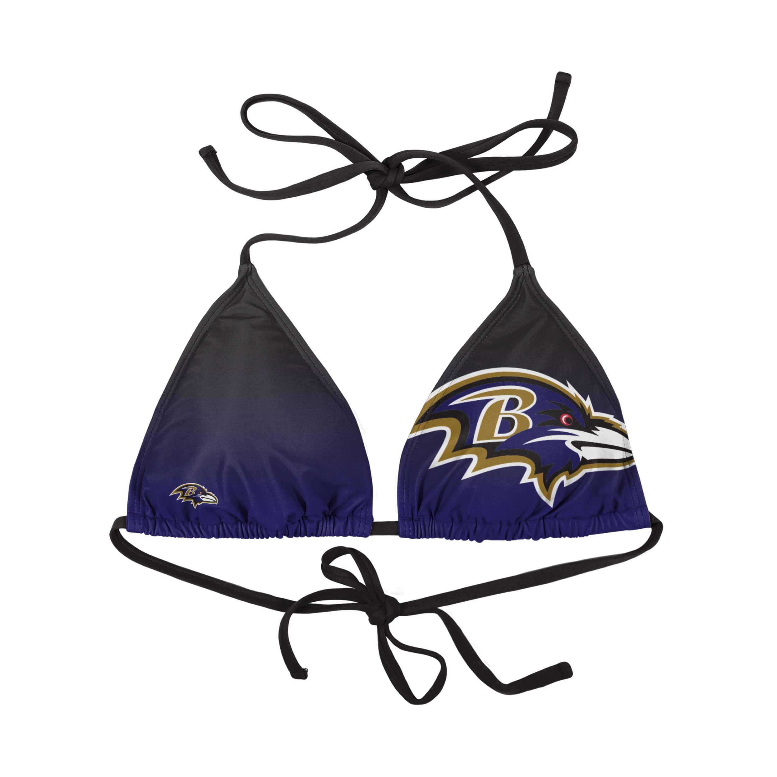 FOCO FOCO Women's NFL Team Ladies Bathing Swim Wear Suit, Gradient Big Logo-Bikini Top, Small