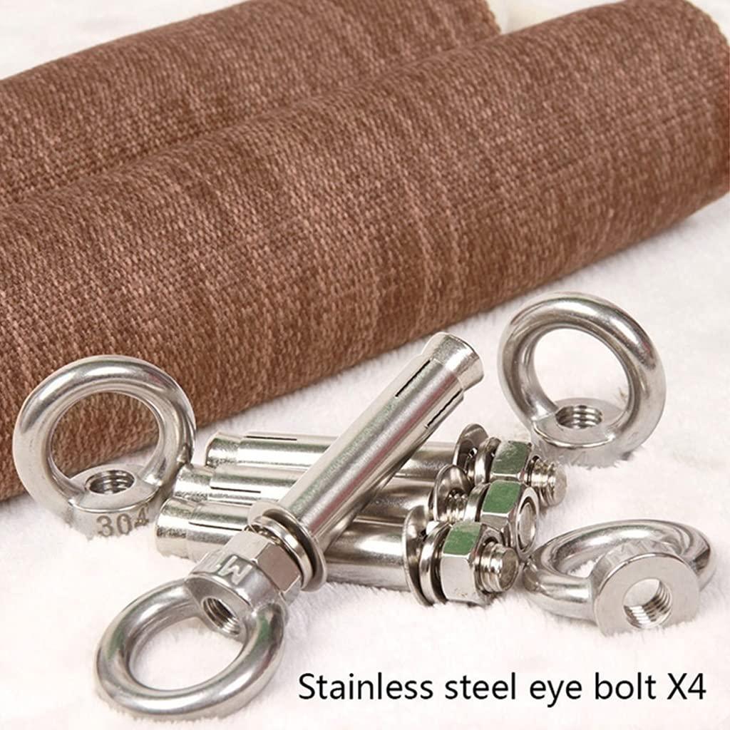 DLT Iyengar Yoga Wall Ropes Sling Kit, Included 16mm Diameter White Cotton RopeX4, Stainless Steel Lifting Eyebolts, Brown Linen Cylinder CoverX4, Ideal For Inversion Exercises ( Size : Expansion boltX4 )