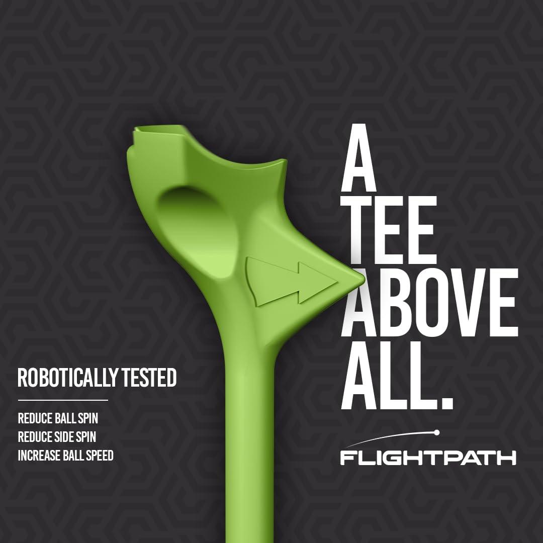 FLIGHTPATH FLIGHTPATH Premium Golf Tees - Durable Plastic Golf Tees Designed to Enhance Golf Shot Distance & Precision - Robotically Tested to Reduce Ball Spin - USGA Approved Golf Equipment (Green, 8 Pack)