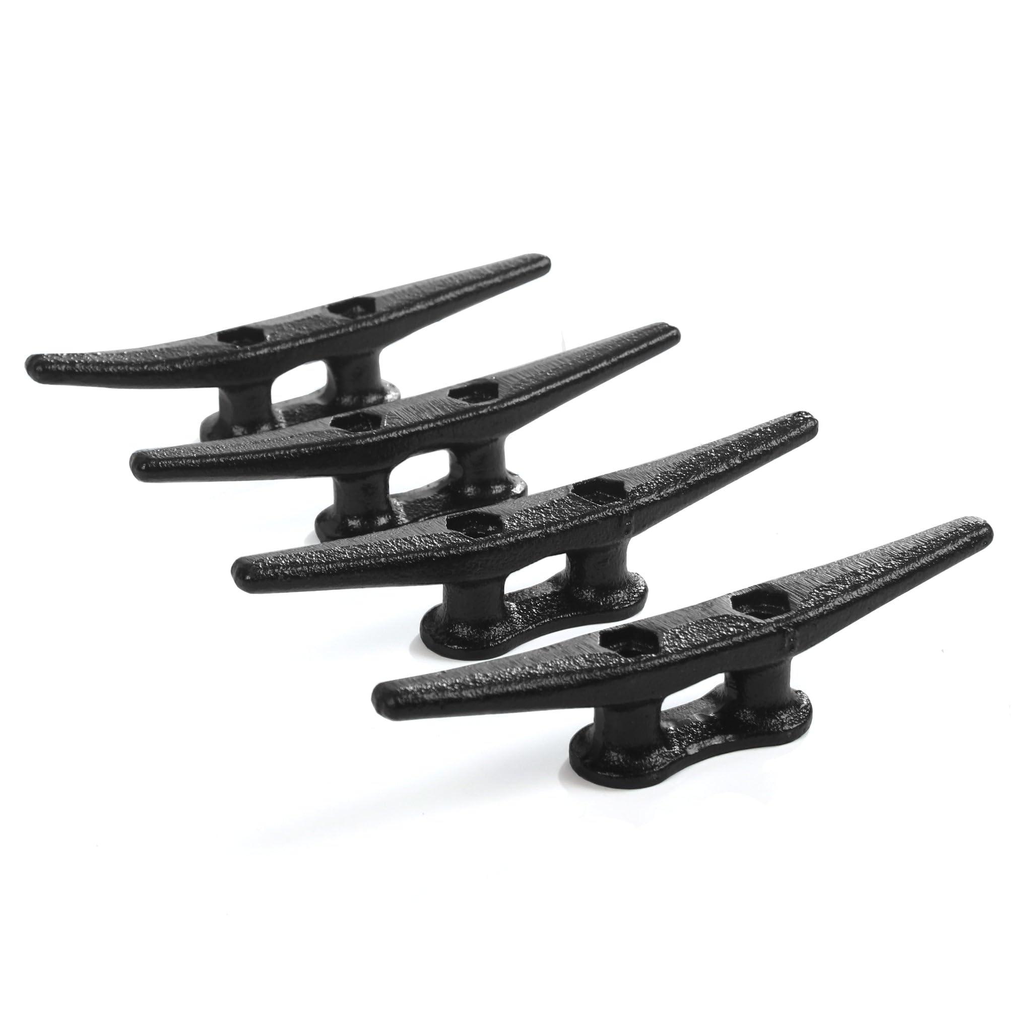 True Atlantic True Atlantic Dock Cleats - Cleats for Maritime, Coastal, and Beach Decor - (Black / 5.75" / 4 Pack)