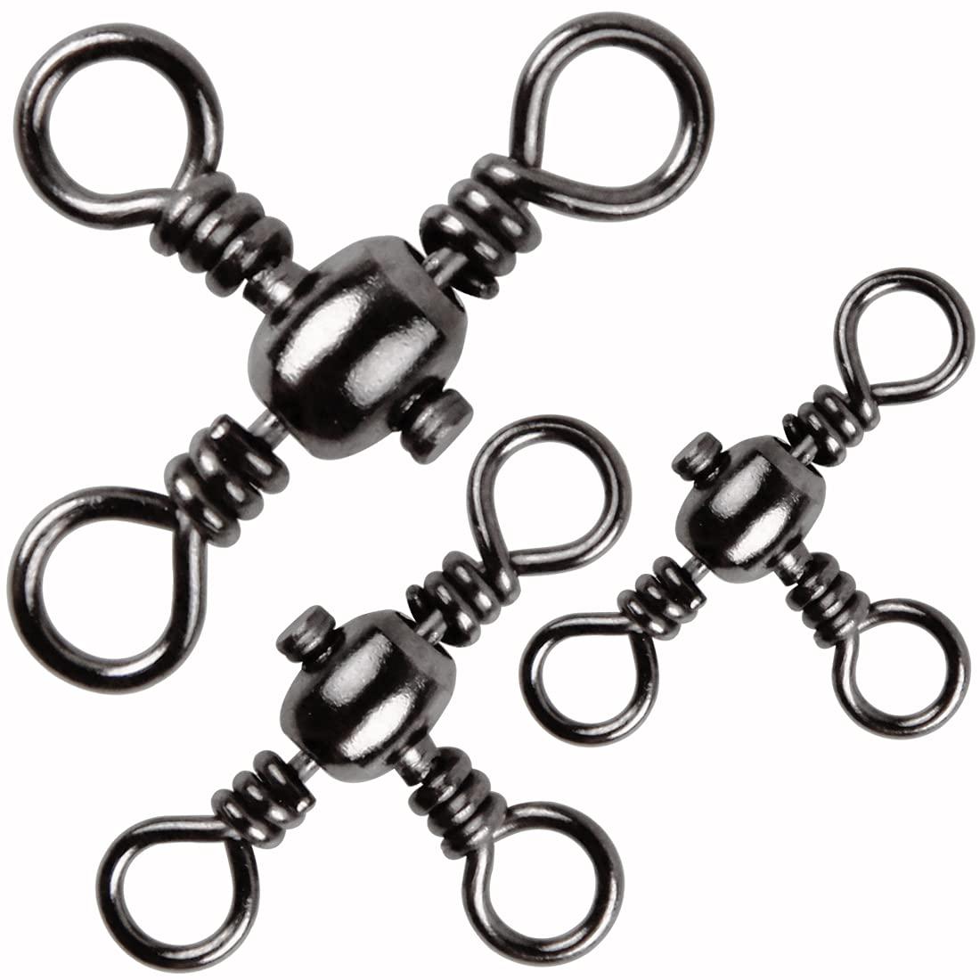 JSHANMEI JSHANMEI Fishing 3 Way Swivels Cross Line Barrel Swivels T-Turn Fishing Swivels Fishing Lure Connector Saltwater Fishing Tackle Accessories (#4-40pcs)