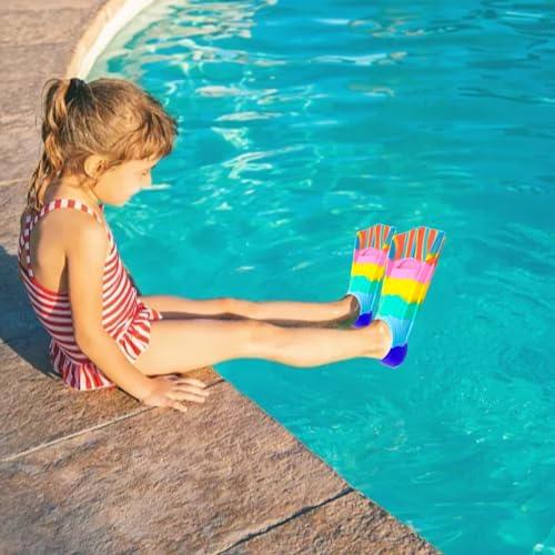 Gugmoy Gugmoy Kids Swim Fins,Comfortable Silicone Flippers for Swimming and Diving,Size Suitable Beginners Kids Girls Boys Adults (XX-Small, ZAColorful-A)
