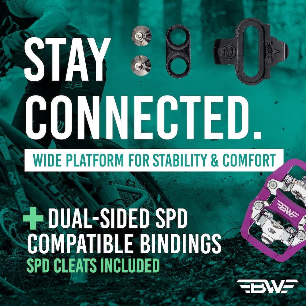 BW USA BW USA Rock Garden Flat Pedal - SPD Compatible Clipless MTB Bike Pedals - Black