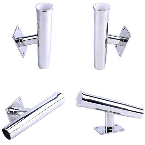 Amarine Made Amarine Made Stainless Steel Tournament Style Single Rod Holder, Transom Mounted, Wall Mounted - 20 Degree