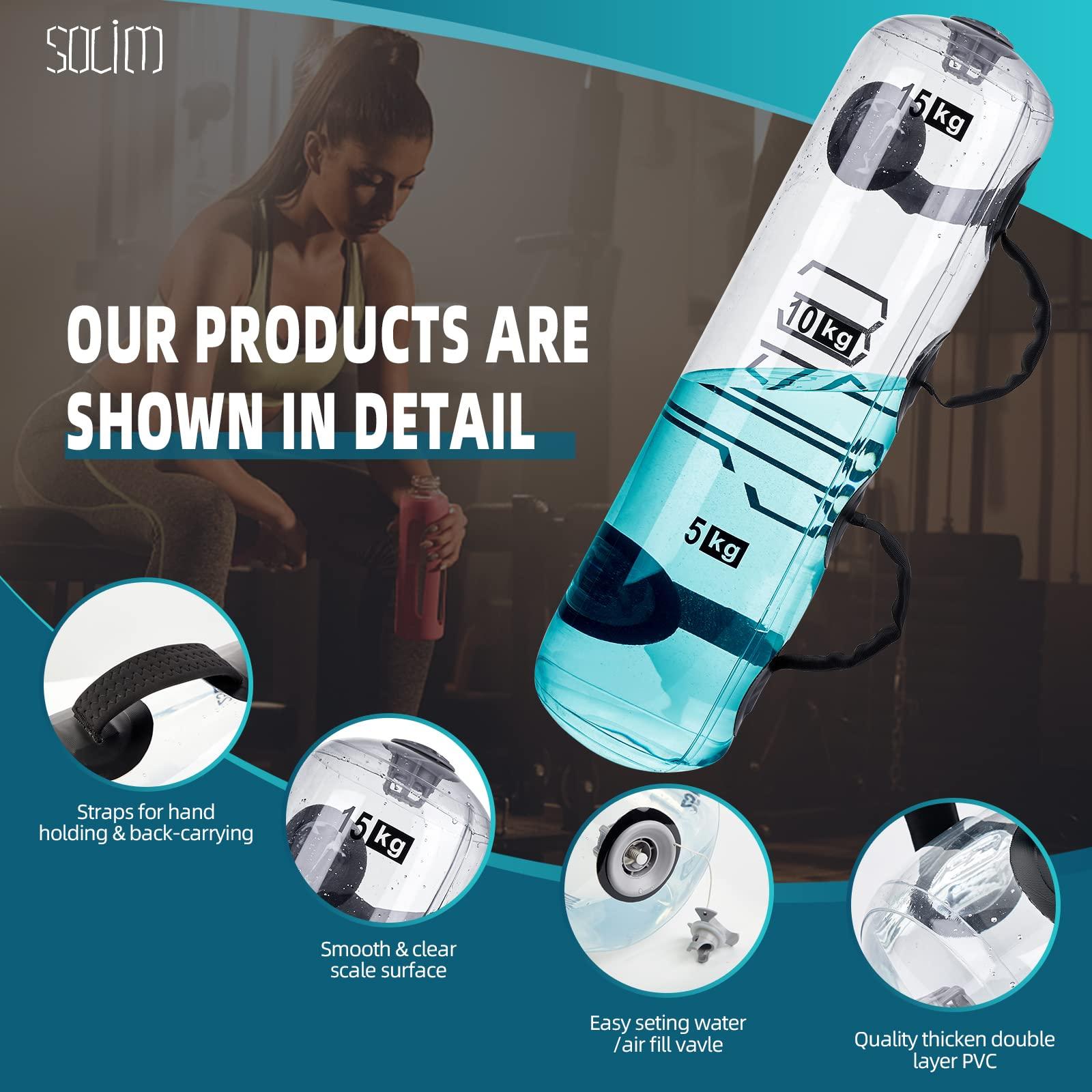 Solim Water Weights Aqua Bag, Workout Sandbag Alternative Strength Training Sand Bag Portable Stability Fitness Equipment Ultimate Core and Balance Training for Home Gym 33 LBS