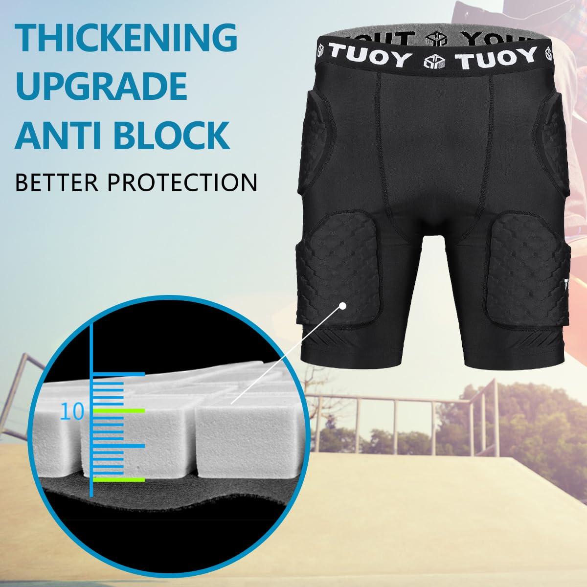 Dialudon Dialudon Football Girdle Adult Padded Compression Shorts 5-Pads Girdle Hip and Thigh Protector for Baseball Football Basketball Black