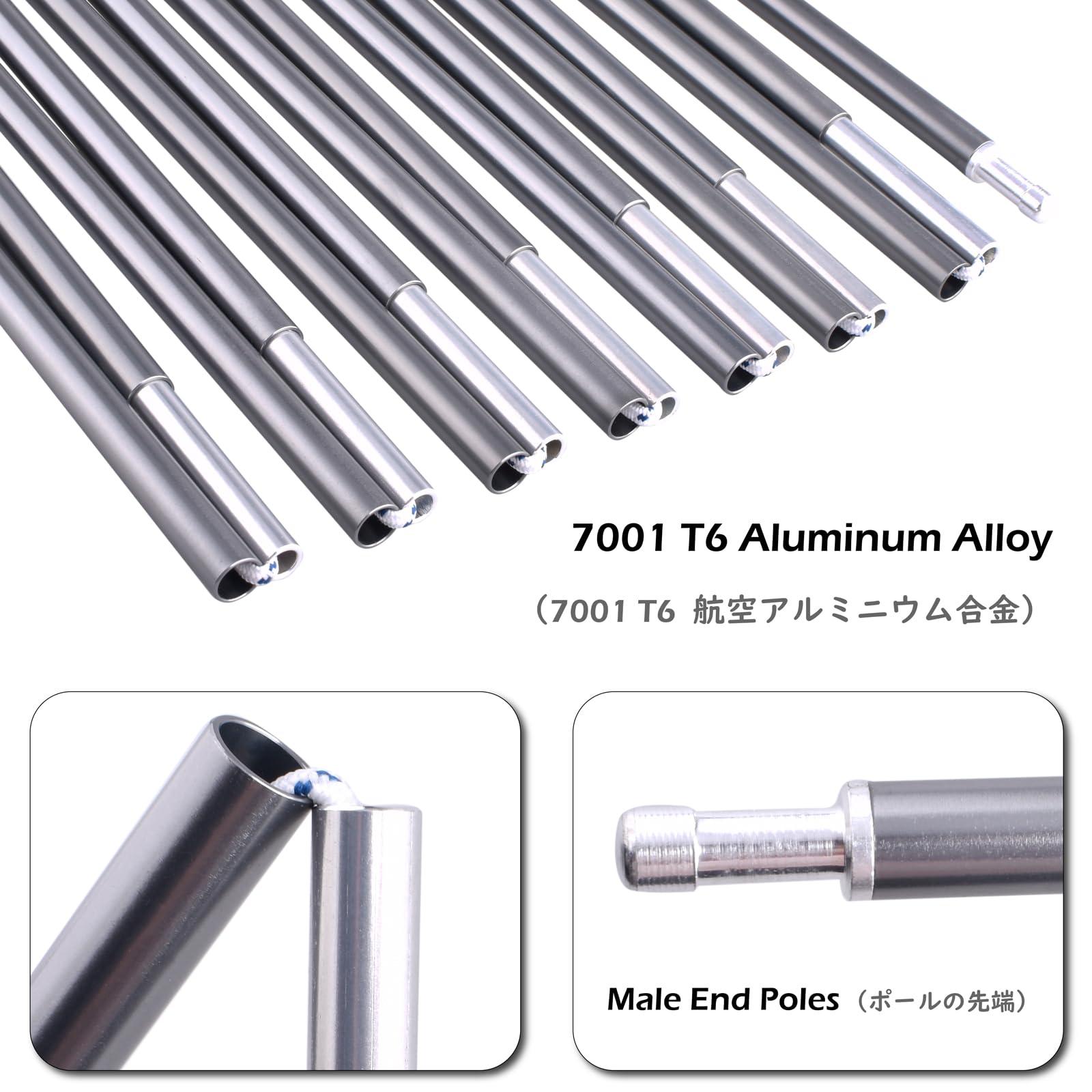 TRIWONDER TRIWONDER Tent Pole Replacement Aluminum Camping Rod Accessories Multifunction Tent Poles, 2 Poles (20 ft)