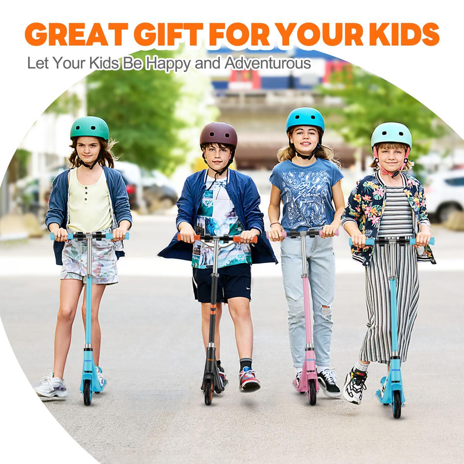 Gobazaar Gobazaar Electric Scooter for Kids Ages 6-12, 150W Hub Motor, 10 mph, Colorful Lights, LED Display, Dual Brake System, 4 Height Adjustable Kids Electric Scooter, Best Gifts for Kids
