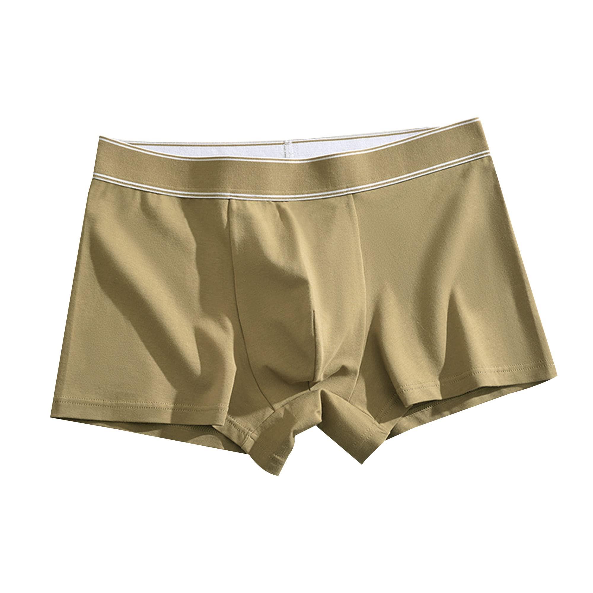 Maiyifu-GJ Men's Cotton Solid Colour Underwear Cool Moisture-Wicking Boxer Briefs Stylish Breathable Underpants (Yellow 1PC,3X-Large)