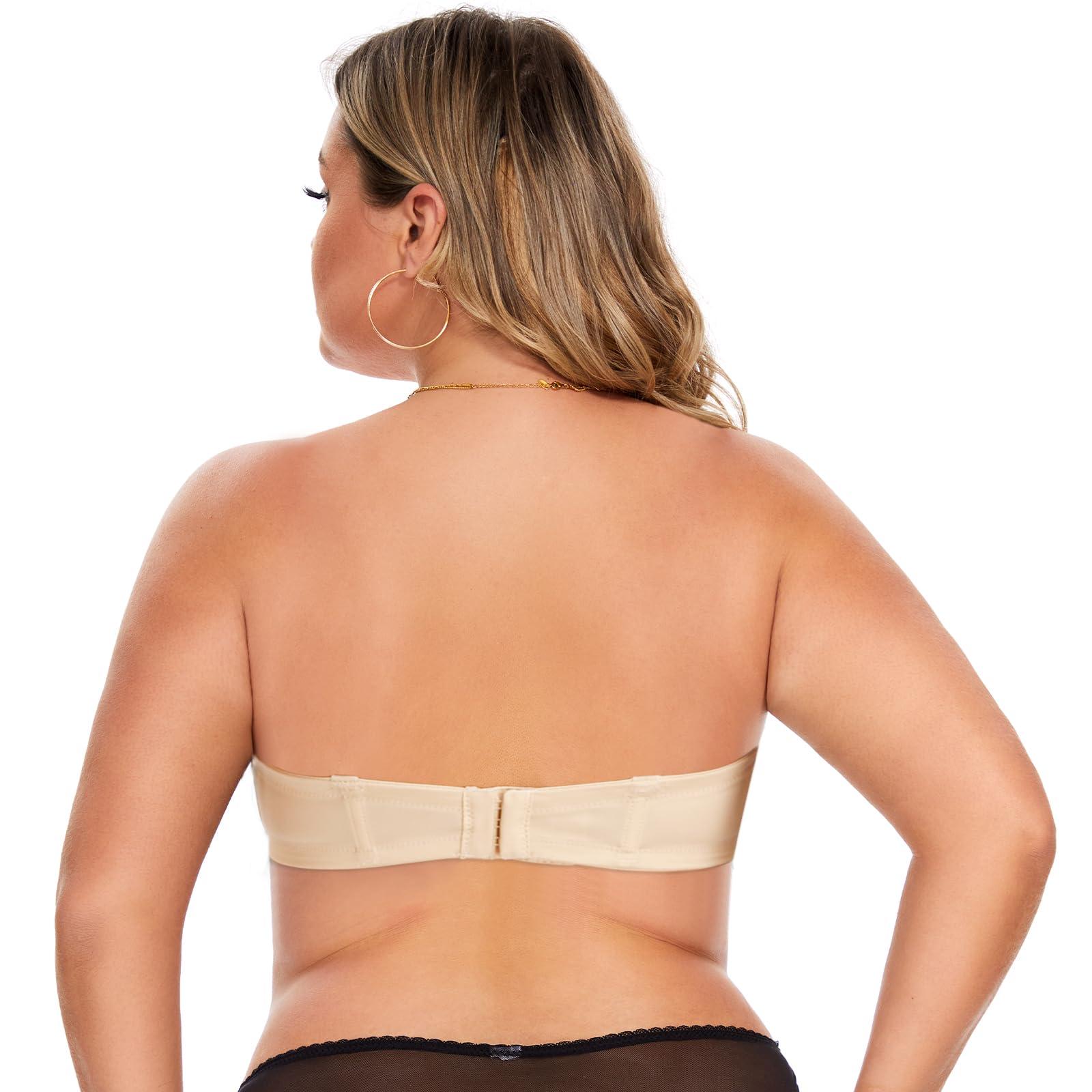HWDI HWDI 42DDD Strapless Multiway Convertible Bras Underwired Clear Straps Bra for Women Plus Size Beige